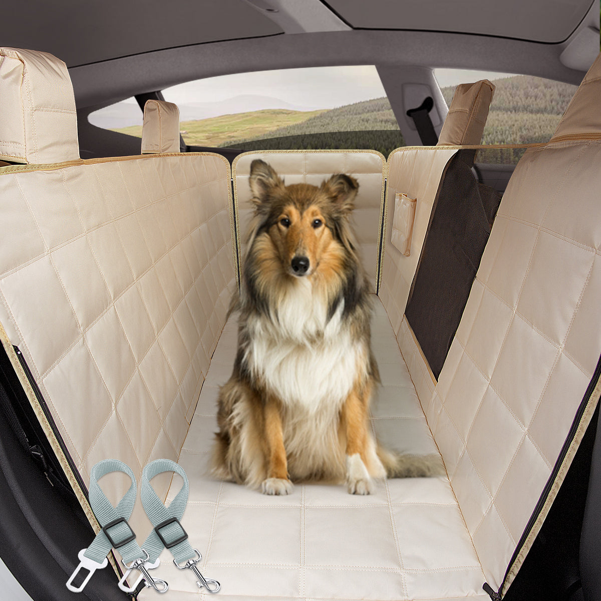 Lassie Dog Car Hammock for 2020 2024 Tesla Model Y 2018 2024 Model 3 D Lassie Best Dog Car Seat Covers