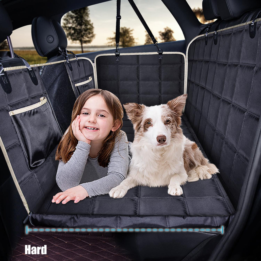 Lassie Back Seat Extender for Dogs Hard Bottom Waterproof Dog Hammock for Car, Heavy Duty Antislip Dog Car Seat Cover for Back Seat, Universal Pet Car Travel Bed Mattress for Kids, Dogs