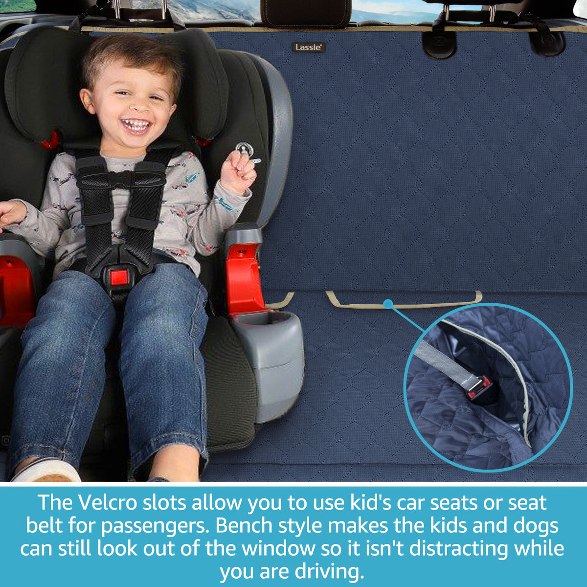 Lassie Dog Car Seat Cover for Back Seat, HeavyDuty, Nonslip Waterproo