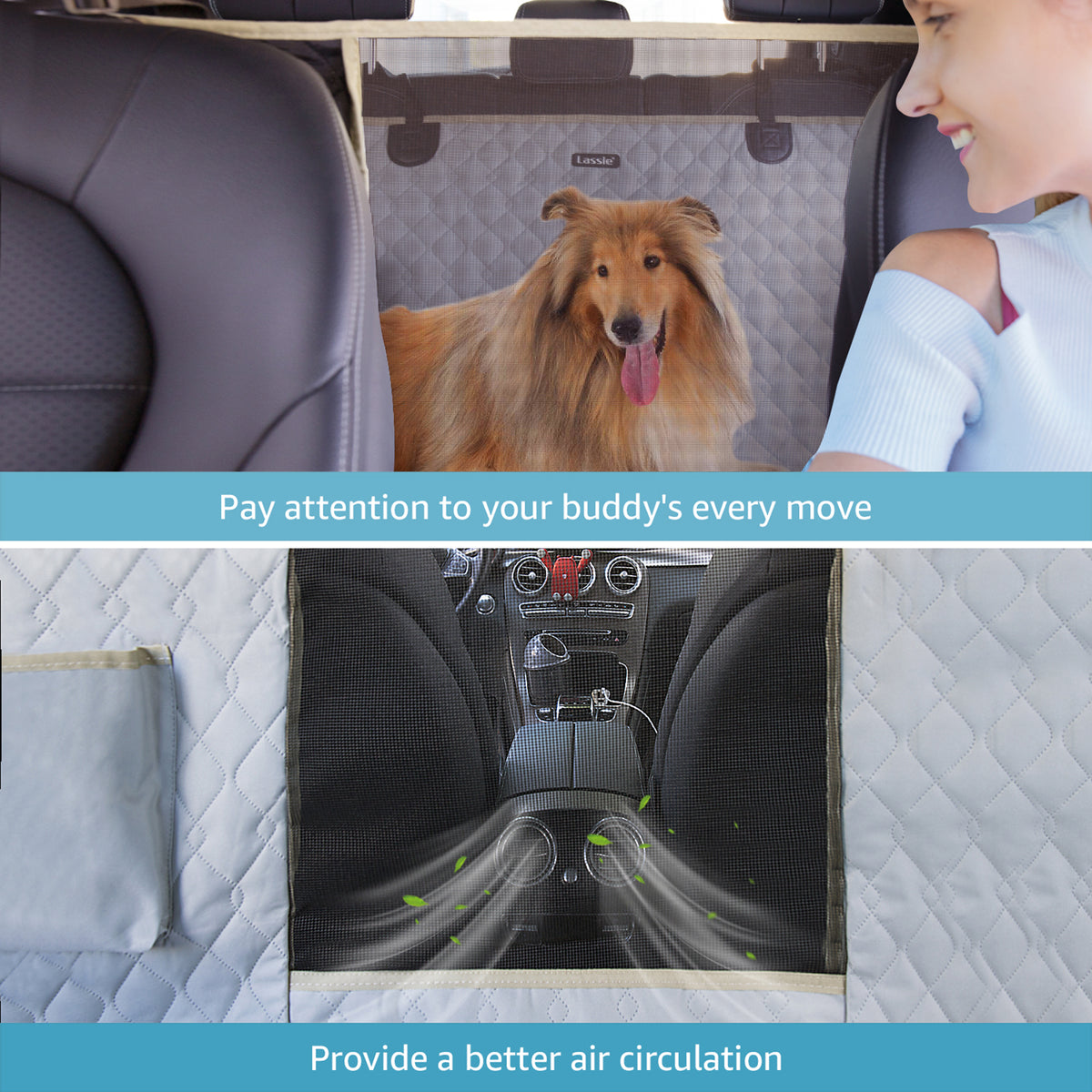 Lassie 4 in 1 Full Coverage Dog Floor Car Hammock,100% Waterproof