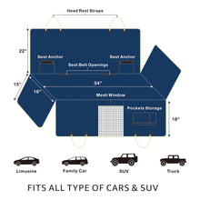 Load image into Gallery viewer, Lassie Dog Car Seat Covers for Back Seat 100% Waterproof with Mesh Visual Window Durable Scratchproof Nonslip Dog Car Hammock with Universal Size Fits for Cars, Trucks & SUVs