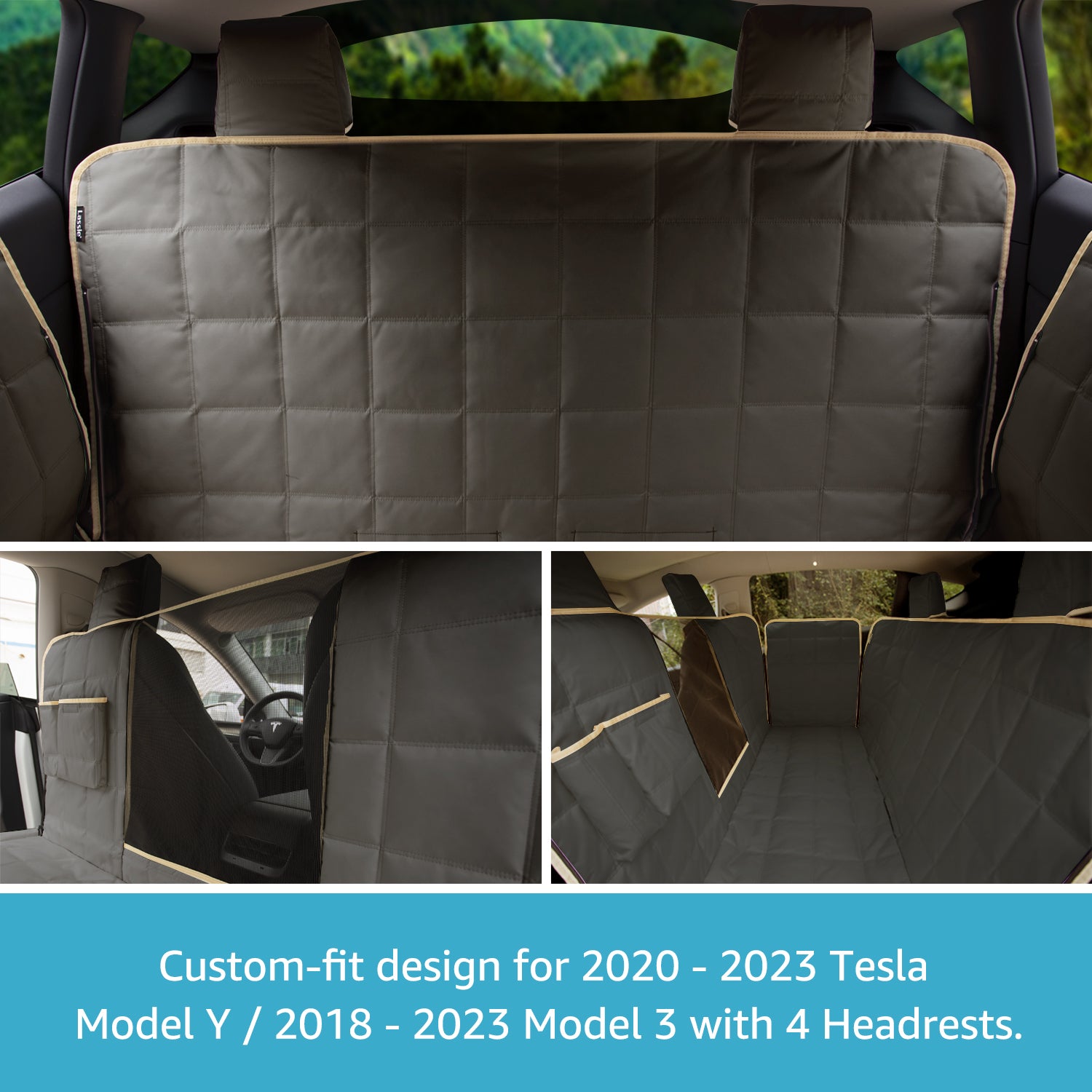  Lassie Dog Car Hammock for 2020-2023 Tesla Model Y/2018-2023  Model 3,Dog Car Seat Cover for Back Seat with 4 Headrests, 100% Waterproof  Car Seat Protector for Dogs : Pet Supplies